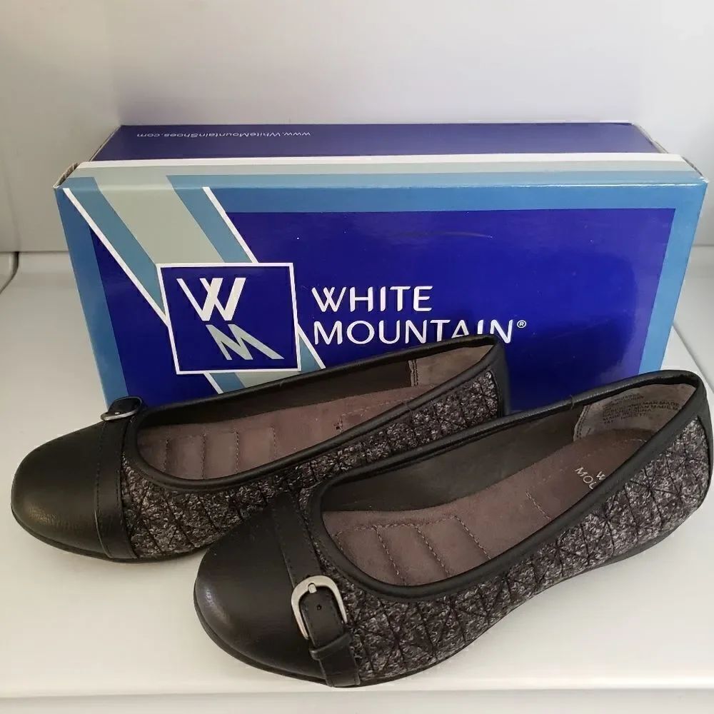 White Mountain Sia Black Fabric Ballet Flats 6 Medium